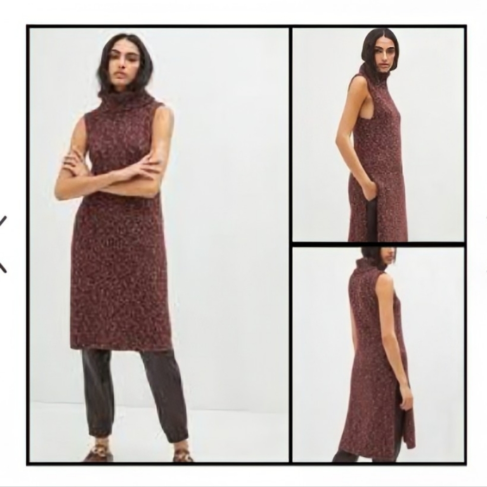 Anthropologie burgundy sweater dress tunic top boho Sz Small